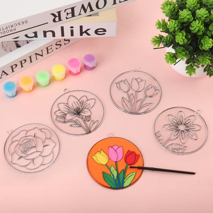 Nlicrst 32 Sets Flower DIY Sun Catcher Crafts Decorations, Sun Catcher Kits for Adults Window Art, Suncatcher Paint DIY Craft Kits for Kids Classroom Decorations