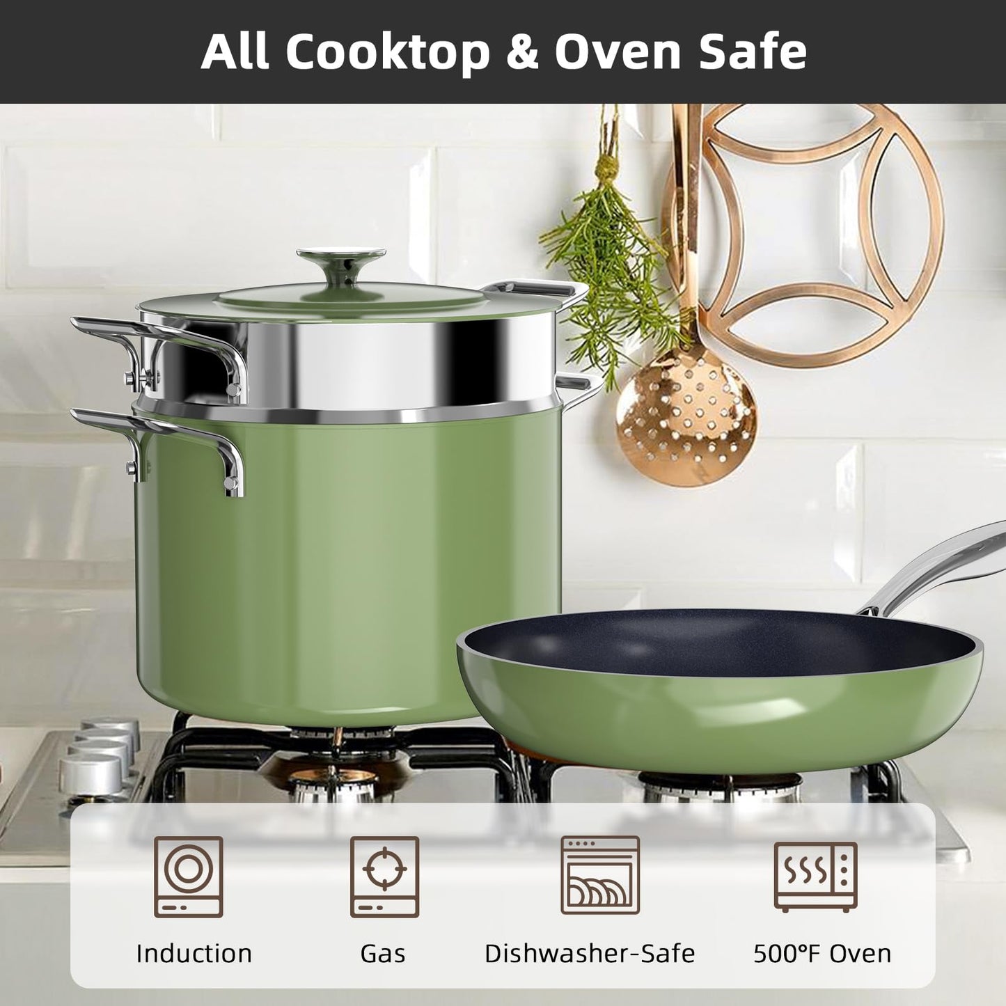 Nuwave Lux 13pc Forged Lightweight Cookware Set PFAS Free, Healthy G10 Duralon Ceramic Coating, Ultra Non-Stick, Stay-Cool Handles, Works on All Cooktops & Induction Ready