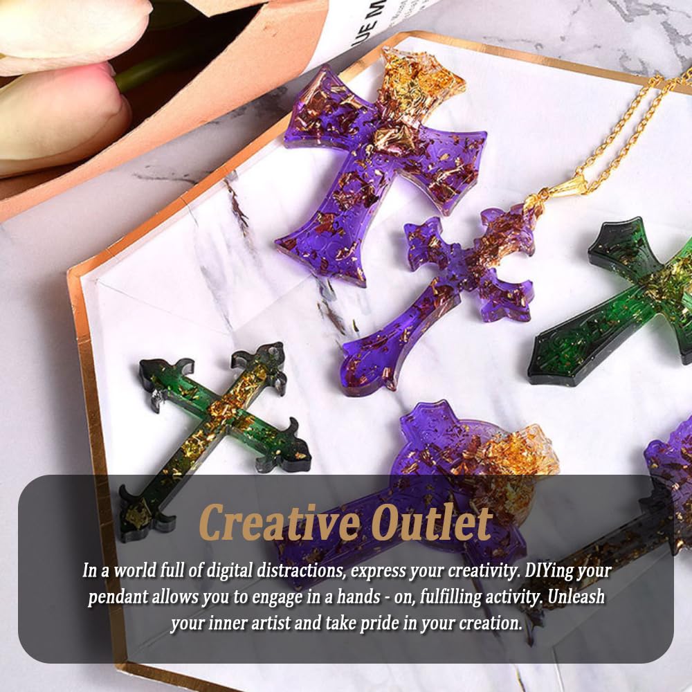SWUAVD Cross Resin Molds, 9×7inch Epoxy Resin Cross Molds Silicone Molds for Keychain DIY Craft Necklace Jewelry Pendant Making Halloween Gifts