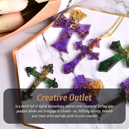 SWUAVD Cross Resin Molds, 9×7inch Epoxy Resin Cross Molds Silicone Molds for Keychain DIY Craft Necklace Jewelry Pendant Making Halloween Gifts