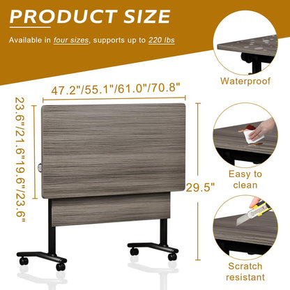rzoizwko 4 Pack Folding Conference Table with Wheels,Heavy-Duty Flip-Top Foldable Conference Training Table System,Rolling Conference Room Tables for Office, Classroom Meeting Rooms,55.1IN