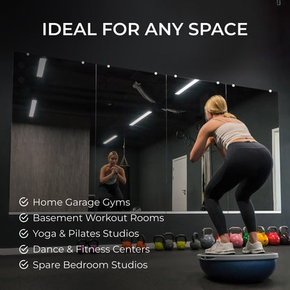 Fab Glass and Mirror Large Gym Mirror for Home Gym 48x32 - Full Length Ultra-Clear Annealed Glass Wall Mount - DIY Workout Display with Safety Backing - 1/4 Inch Low-Iron