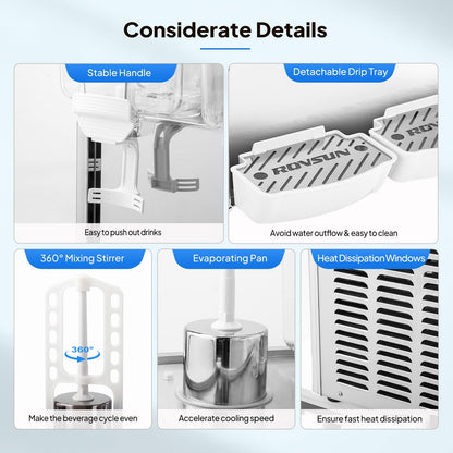 ROVSUN 14.4 Gal/54L Commercial Beverage Dispenser, 18L X 3 Tanks Commercial Juice Dispenser Cold Drink Dispenser Stainless Steel with Thermostat Controller for Home Restaurant Bar Party 110V/60HZ