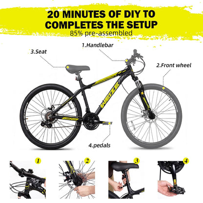 WEIZE Mountain Bike, 26/27.5-Inch Adult Bike, 21-Speed Rear Disc Brake, Lightweight Aluminum Frame for Men and Women, Comfort Saddle for Outdoor Trail Riding,Black