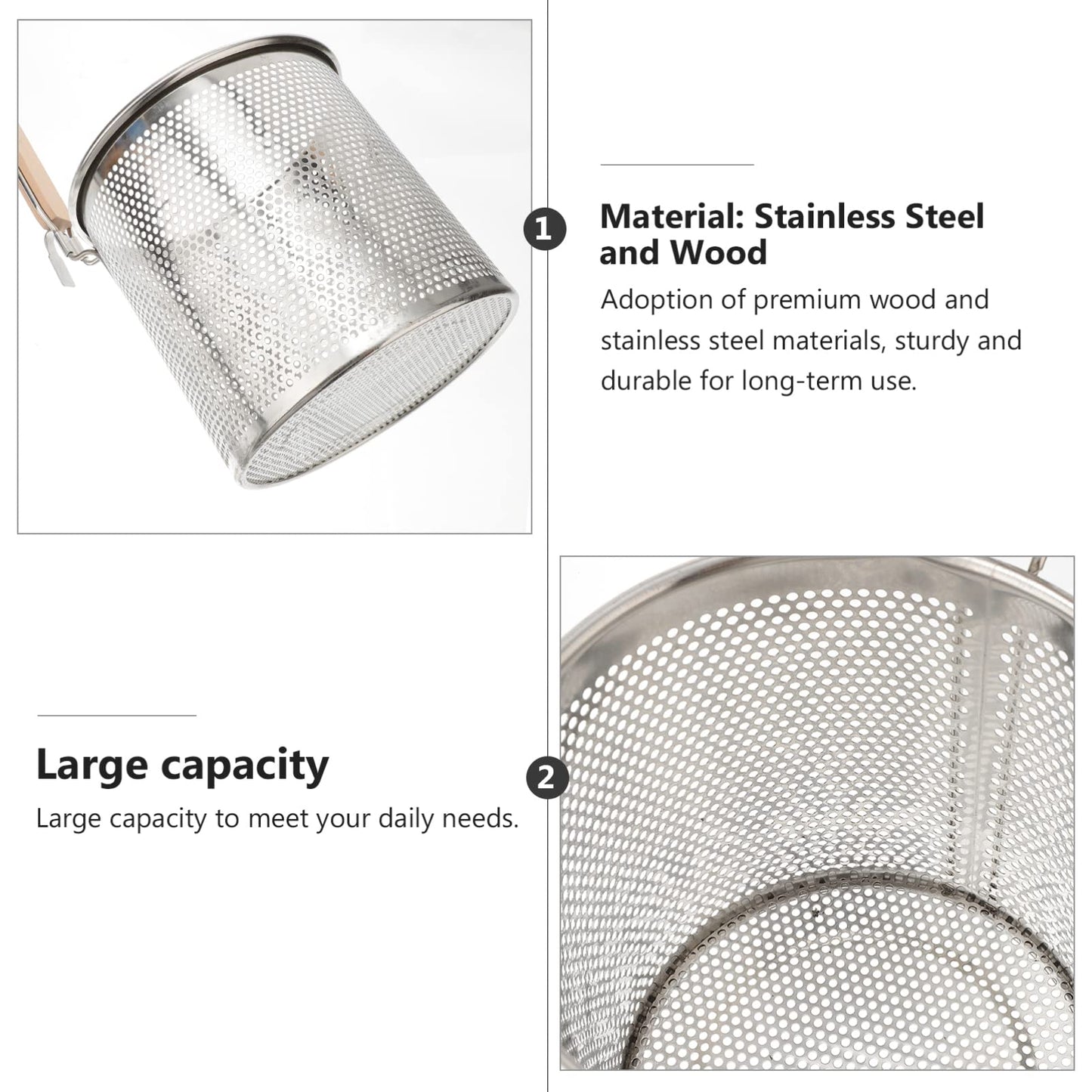 1pc Stainless Steel Filter Spoon Handle Colander Practical Cookware Strainer Kitchen Cookware Noodle Colander Stainless Steel Cooking Tool Kitchen Supply
