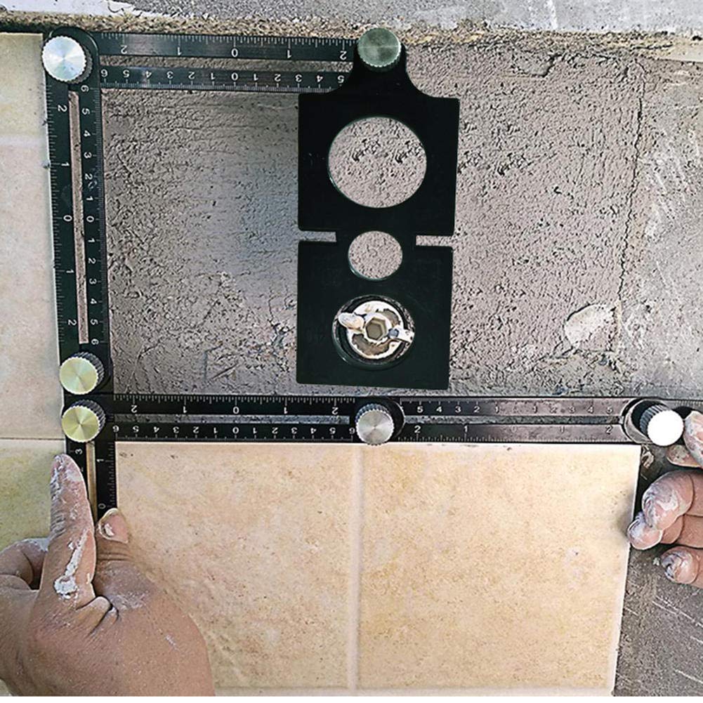 Multi-Angle Measuring Ruler - 12-Side Hole Positioning Aluminum Alloy Template Tool With Universal Drilling Locator