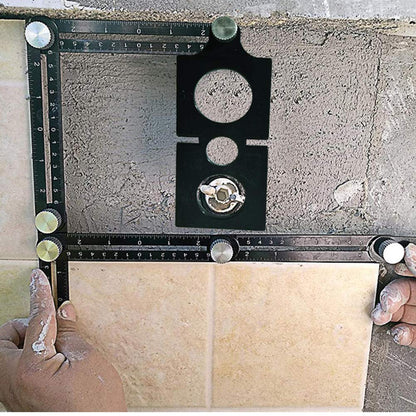 Multi-Angle Measuring Ruler - 12-Side Hole Positioning Aluminum Alloy Template Tool With Universal Drilling Locator