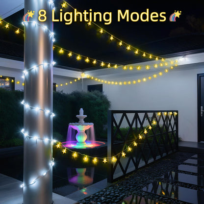 120 LED 40FT Star String Lights, Indoor Outdoor Christmas Twinkle Light with Timer & Memory