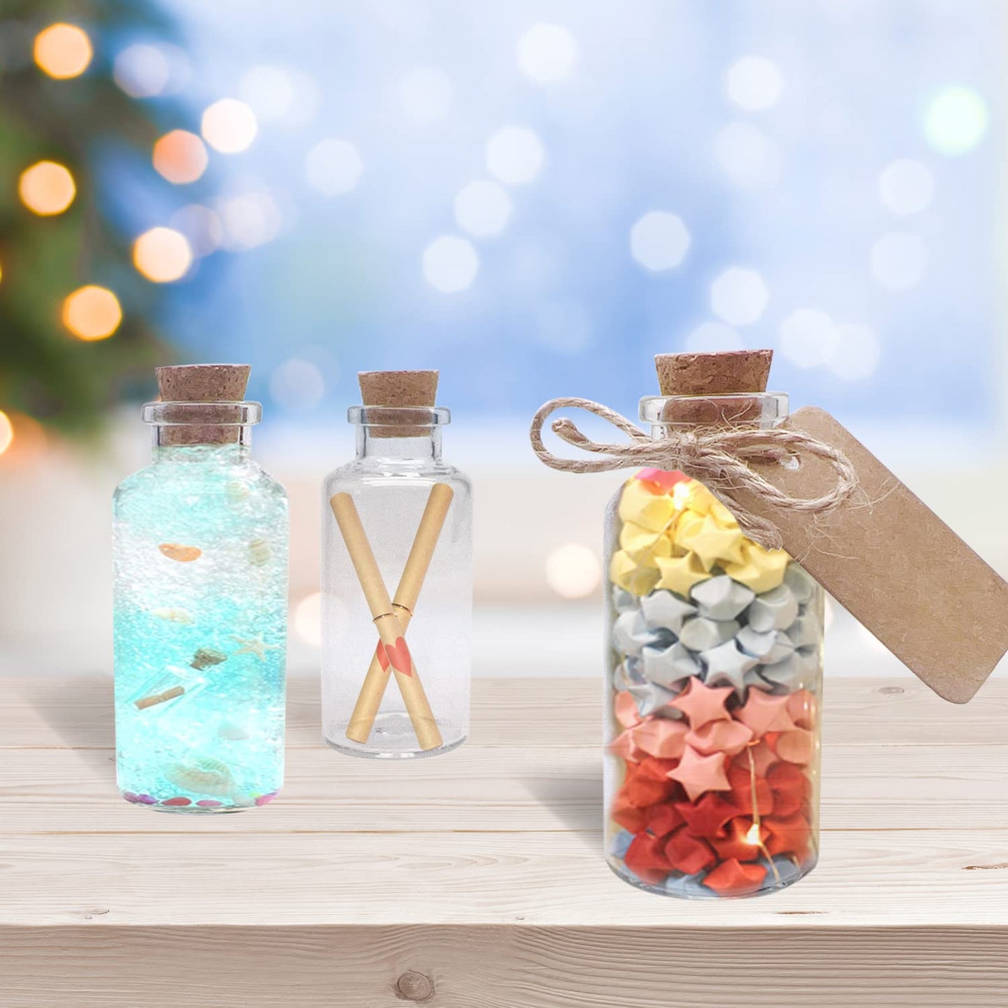 Goiio 50 Pieces 30 ML Glass Bottles with Cork Stoppers Mini Small Glass Bottles, for Wedding Favors, Crafts Home Decorations