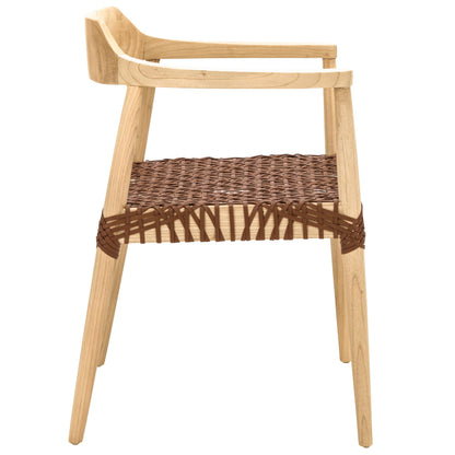 SAFAVIEH Home Collection Munro Natural Sungkai Wood/Light Honey Leather Woven Accent Chair (Fully Assembled)