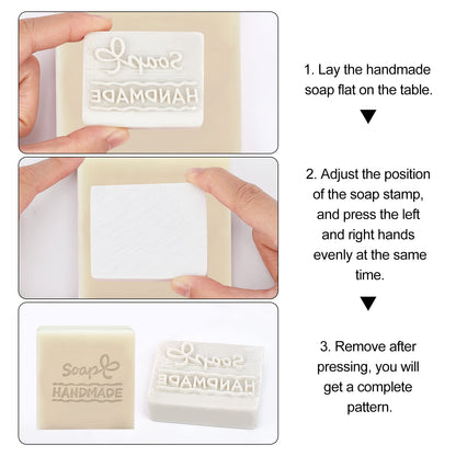 CRASPIRE Soap Stamp Handmade White Resin Soap Stamp Words Pattern Soap Embossing Stamp for Clay Biscuits Gummies Arts Crafts Making Projects DIY Gift