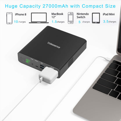 Volessence 27000mAh AC 130W Outlet Portable Laptop Charger (TSA-Approved), Travel Laptop Power Bank & External Battery Pack for MacBook, CPAP,Projector, Drone Headphone and More