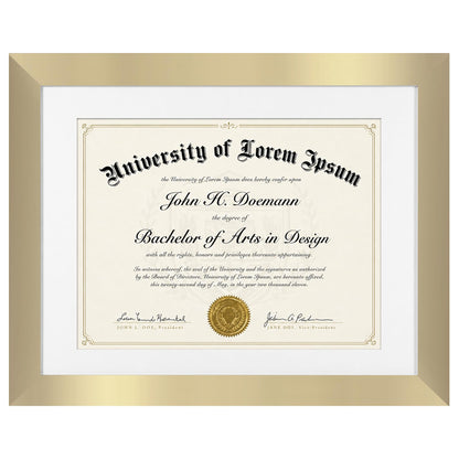 Americanflat 11x14 Diploma Frame with Shatter-Resistant Glass - Use as 8.5x11 Frame with Mat or Display 11x14 Documents Without Mat - Certificate Frames with Engineered Wood for Wall Display - Gold