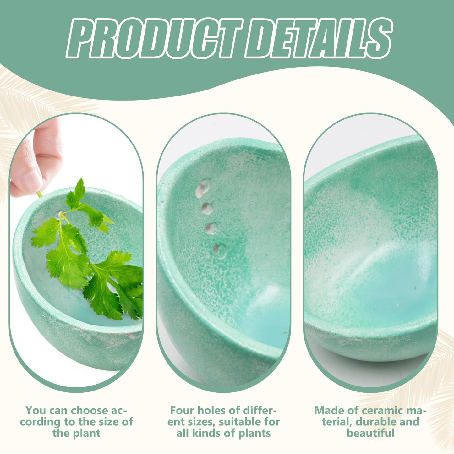 Rimigood Handmade Ceramic Herb Stripper Bowl-Ceramic Herb Peeling Bowl Kitchen Herbs Leaf Stripping Tool Pottery Herb Peeler for Kale, Thyme, Basil, Rosemary Stripper (Green)