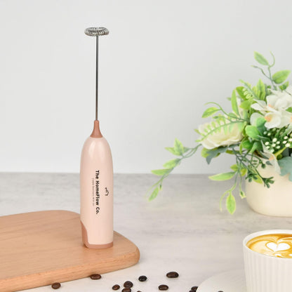 The HomeFlow Co. Milk Frother Handheld Foam Maker with Two Blades, Electric Whisk Mixer for Coffee, Frappe