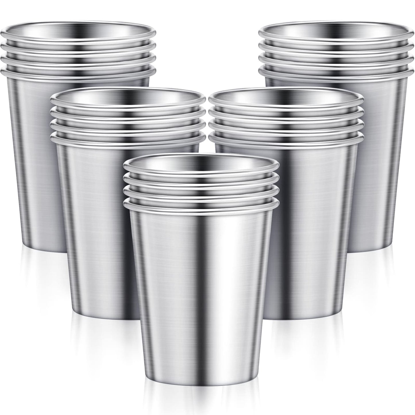 Honeydak 20 Pieces 8 oz Stainless Steel Pint Cups Unbreakable Stackable Metal Mint Julep Cups Reusable Shatterproof Drinking Glasses for Kids Adults Travel Camping Outdoor Home Bar Restaurant