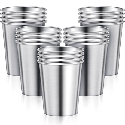 Honeydak 20 Pieces 8 oz Stainless Steel Pint Cups Unbreakable Stackable Metal Mint Julep Cups Reusable Shatterproof Drinking Glasses for Kids Adults Travel Camping Outdoor Home Bar Restaurant