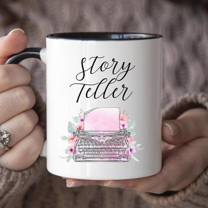 YouNique Designs Writer Coffee Mug, 11 Ounces, Storyteller Mug, Author Gifts for Women (Black Handle)