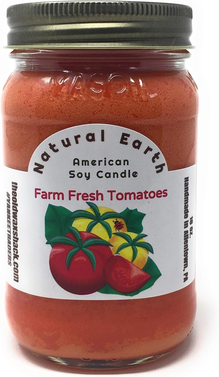 16 Oz. YANKEETRADERS Farm Fresh Tomatoes - Soy Candle - Mason Jar