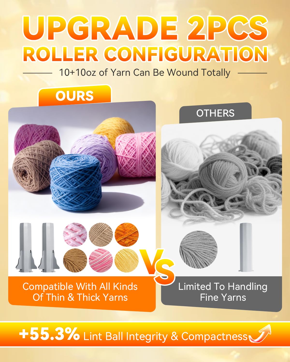 5.0 Upgraded Electric Yarn Winder【Top1 RPM German Motor】【SGS-Grade Precision Gears】 Wool Yarn Ball Winder Compact Automatic for Crocheting Super Strong Tension, Ideal for Home and Studio (Gray White)