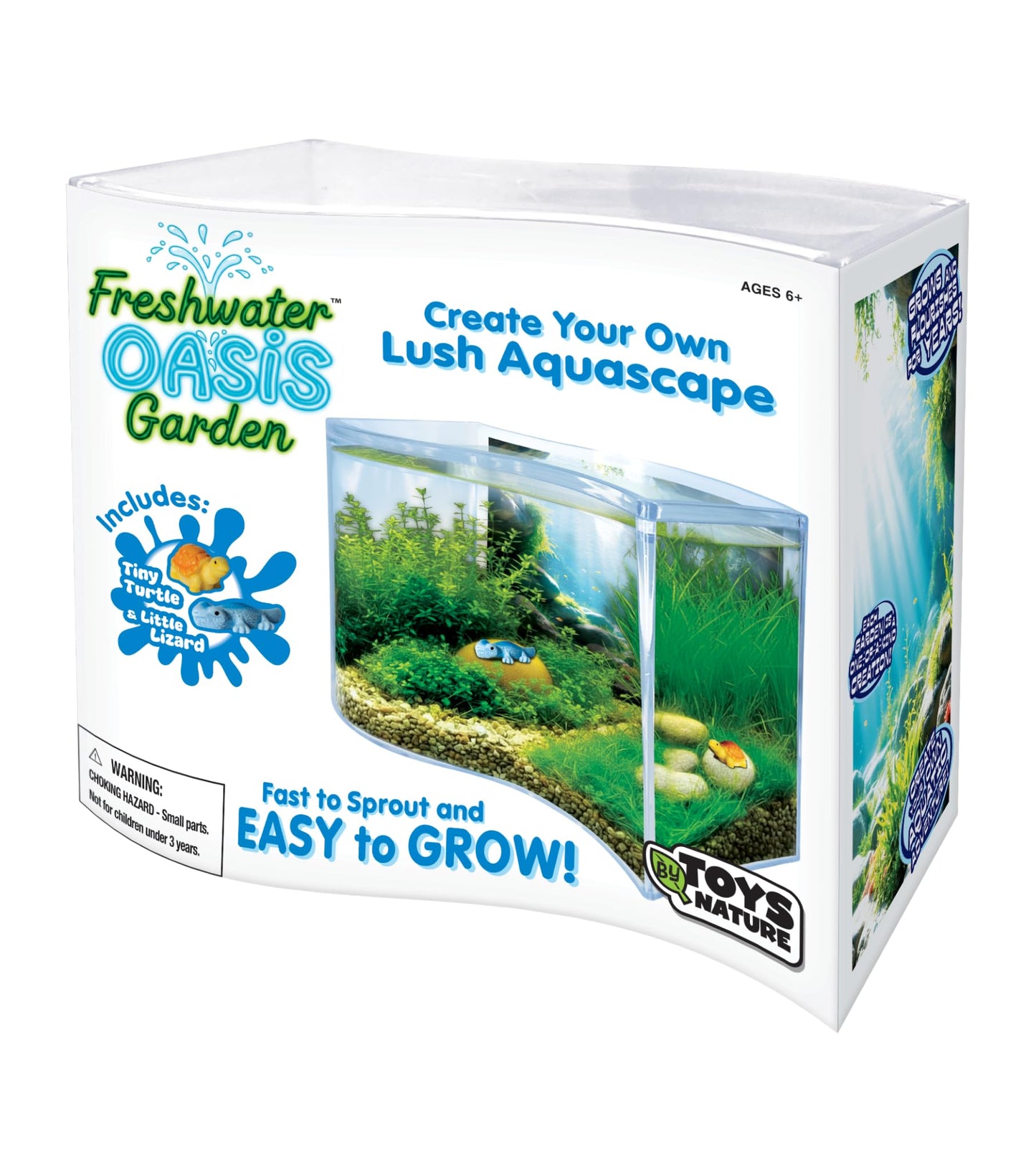 Toys By Nature Freshwater Oasis Garden, Mini Wave Terrarium Kit with Aquatic Seeds and Real Water Plant, Beginner-Friendly Terrariums and Live Indoor Plants Decor