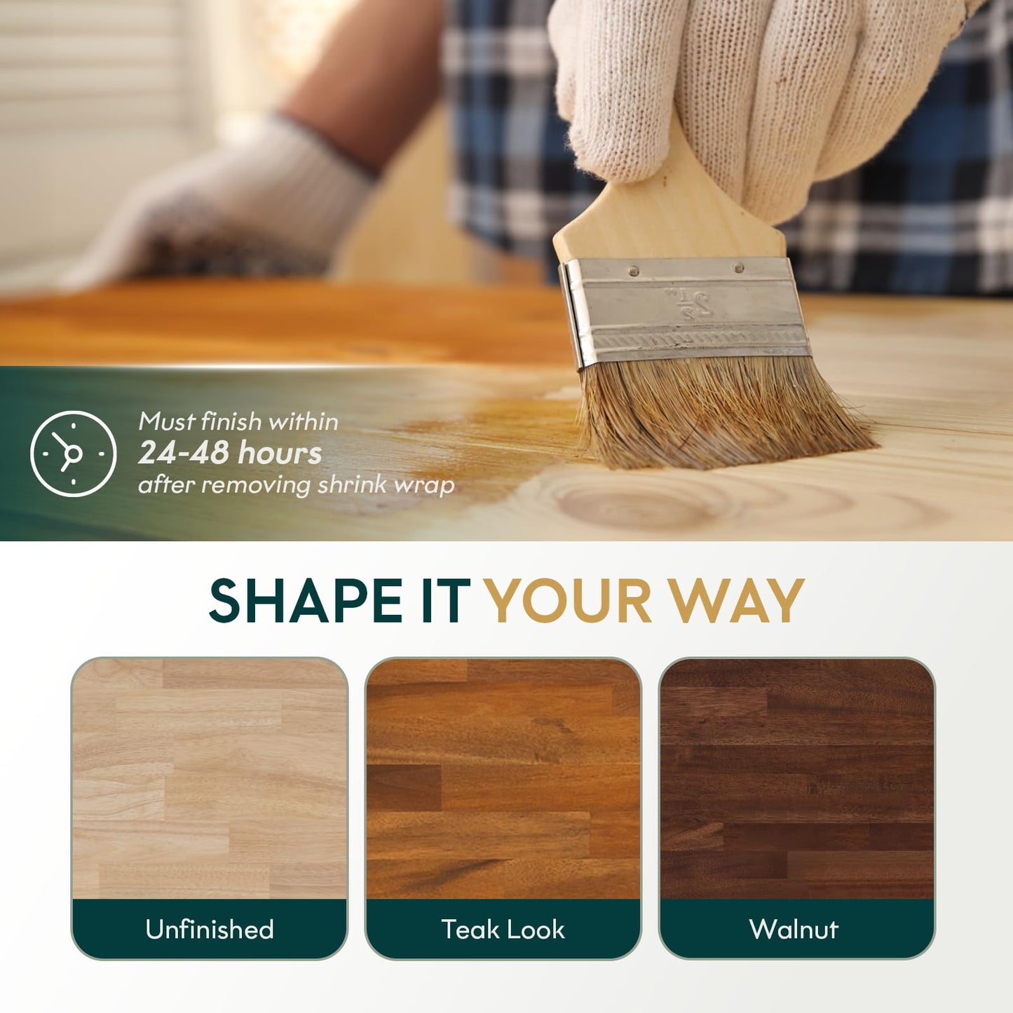 Bme Hevea Solid Wood Butcher Block Countertop in Walnut, Walnut Butcher Block Table Top with UV Finish for DIY Washer Dryer/Island/Kitchen Countertop, 60" L x 25" W x 1.5" Th