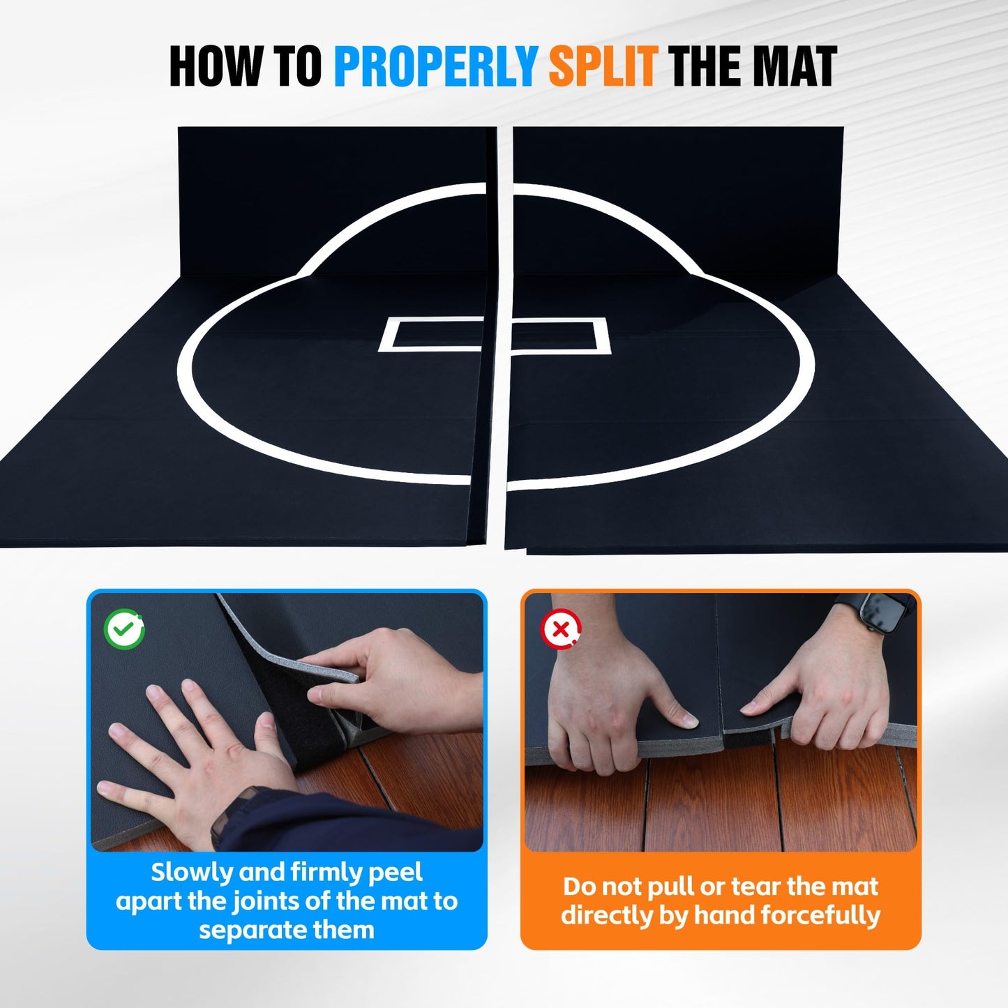 HESMAX 10' x 10' / 10' x 6.5' Foldable Wrestling Mat, Durable Home Training Mat for BJJ, Jiu Jitsu, Grappling, MMA, Judo, Boxing & Taekwondo, Antislip Odor Control Foam Mat 1p6