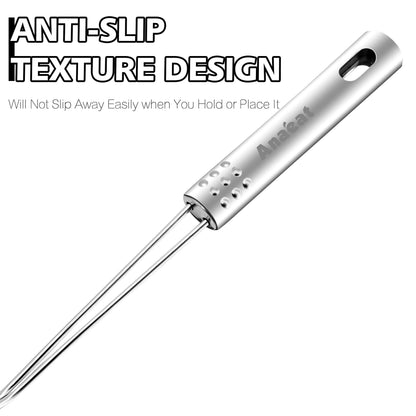 Anaeat Stainless Steel Spider Skimmer, Set of 3 Professional Kitchen Pasta Strainer Spoon with Long Handle - Asian Strainer Ladle Wire Skimmer Spoons for Cooking and Frying (4.5"+5.3"+6.1")