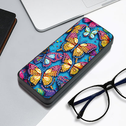 MVVMTOP Diamond Painting Eye Glass Case, DIY Butterfly Diamond Art Glasses Storage Box Sunglass Case for Adults Handmade for Art Craft Gift Travel Sunglass Eyeglasses