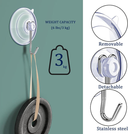 Suction Cup Hooks 15 Pack, 1.77 Inches Clear Suction Cup Hooks for Glass Window Decor, Shower Bathroom, Reusable PVC