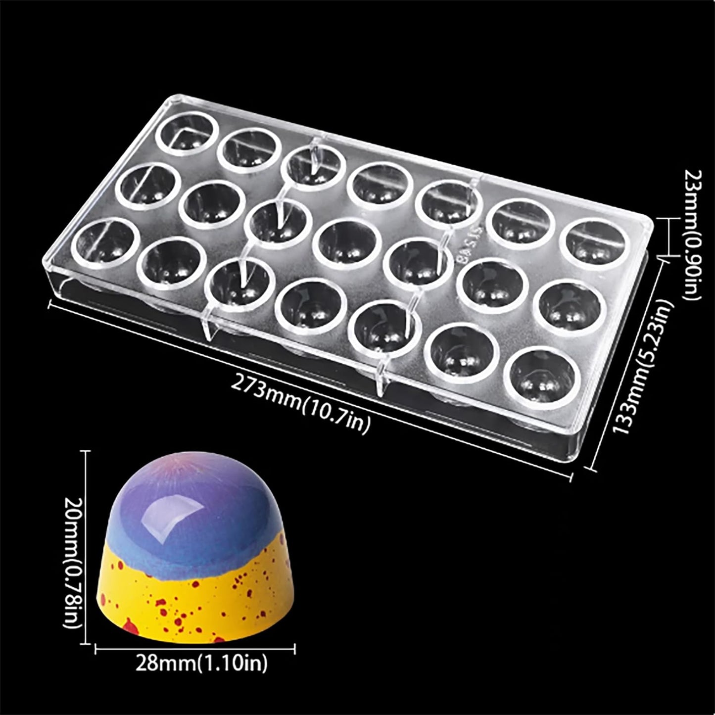 Grainrain polycarbonate chocolate mold polycarbonate chocolate bar mould Bullet Clear Hard Plastic candy pastry tools - Big Size (19322)