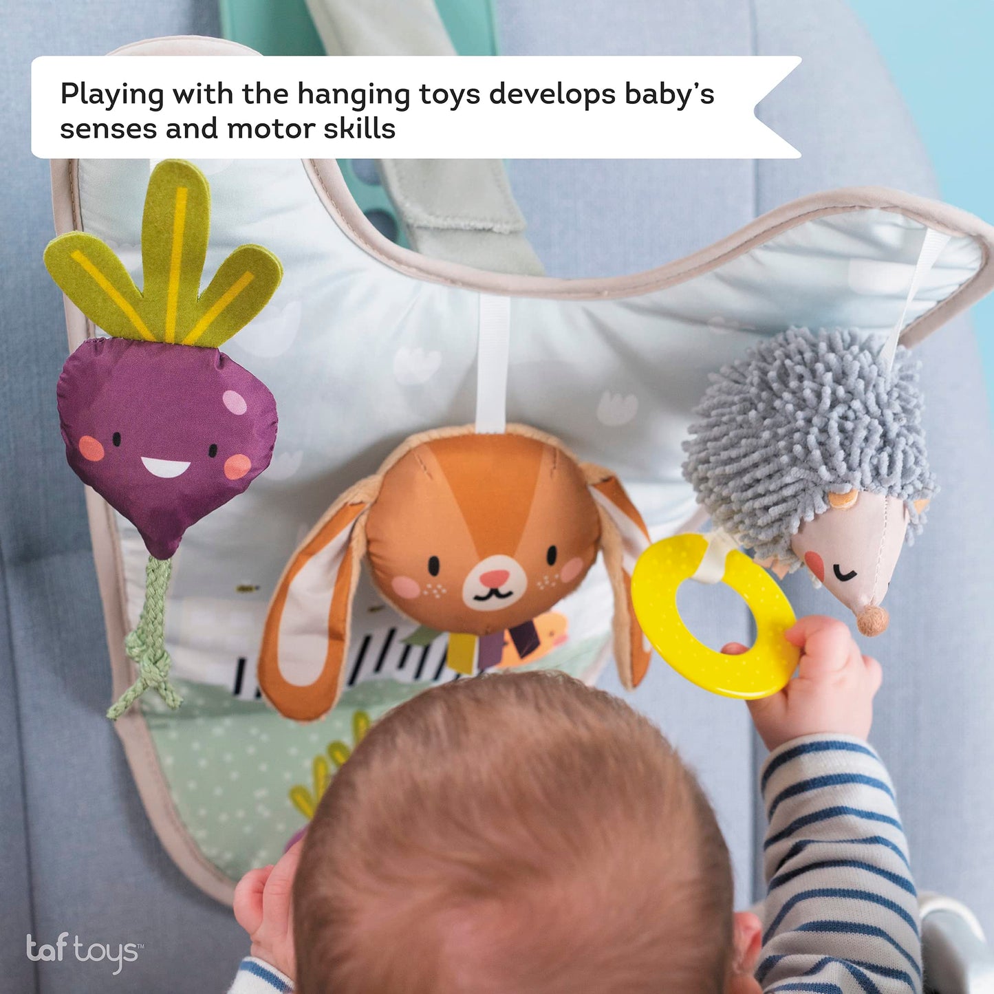 Taf Toys Infant Car Seat Development Center Newborn Baby Essentials Must Haves Toy, Car Seat Accessories Activity Center with Car Seat Mirror, for Newborn Toys 0 3 Months Brain Development
