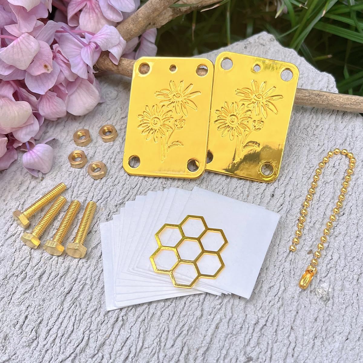 Happinit Micro Flower Press, Miniature Flowers Press Kit, Metal Pocket Flower Pressing, DIY Pressed Flowers Plant Preservation Kit for Arts and Crafts Lovers, Plant Lover Gifts (Gold)