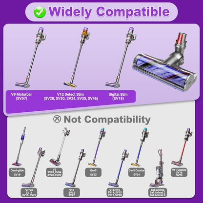 Lemige V9 V12 Vacuum Attachments Head Replacement Parts for Dyson V9 Motorbar V12 Detect Slim SV18 Digital Slim Cordless Vacuum Cleaner, Upgrade Anti-Tangle Quick Release Motor-Head Brush Roller