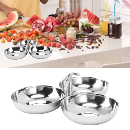 TITA-DONG 304 Stainless Steel Serving Plate, 3 IN 1 Fruit Bowl Snack Plate, Reusable Dessert Plates, Fruit Plate for Fridge, Simple Snack Tray, Portable Serving Tray for Home Kitchen Party(Mg/dL)