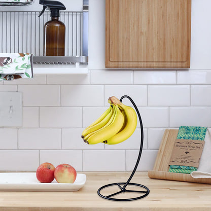 EGMEHOAD Banana Holder Stand, Banana Hanger Stand Black, Metal Bananas Tree Hanger to Keep Bananas Fresh for 15LB