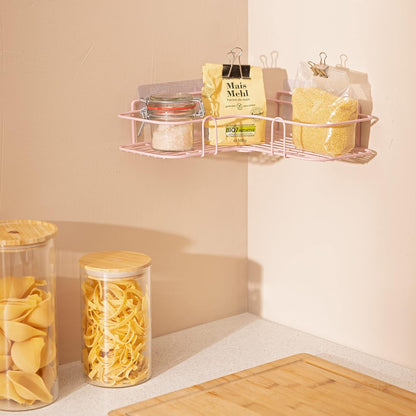 Set 2 Navaris Self Adhesive Shower Caddy - of Bathroom Organizer Shelves for Corner Wall of Bath - Toiletry Shampoo
