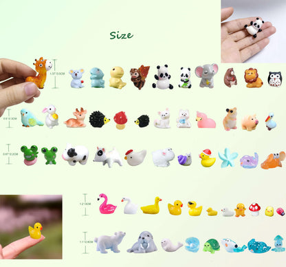 CasaTena Mini Resin Animals Figures Set 100 Pieces Mystery Blind Bag for Dollhouse Miniature Garden Decor - Slime Charm for Craft - Tiny Resin Animal