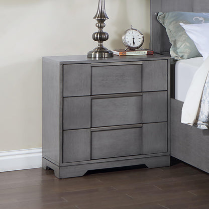 Furniture of America Del Rio 26 inches Solid Wood 3-Drawer Nightstand with Nickel Finger Pulls, Felt-Lined Top Storage Bedside Table, No Assembly for Bedroom, Guest Room, Gray