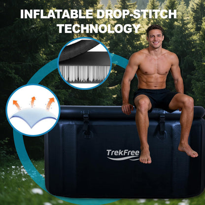 TrekFree Oval Ice Bath Tub for Athletes – Portable Cold Immersion Tub with Insulated Lid, Suitable for Indoor & Outdoor Use,Insulated Inflatable Ice Bath Designed for Cold Plunges and Adult Bathing