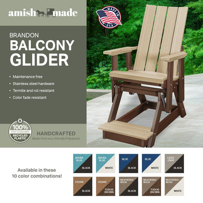 American Furniture Classics Model 416ARB Brandon Balcony Glider in Aruba Blue on a Black Base