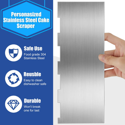 4 Pieces Stainless Steel Cake Scraper 9 Inch Large Double Sided Patterned Edge Stripe Edge Smoother Scraper Cake Decorating Comb Pastry Cutter for Mousse Butter Cream Decoration(9 x 3.5 Inches)
