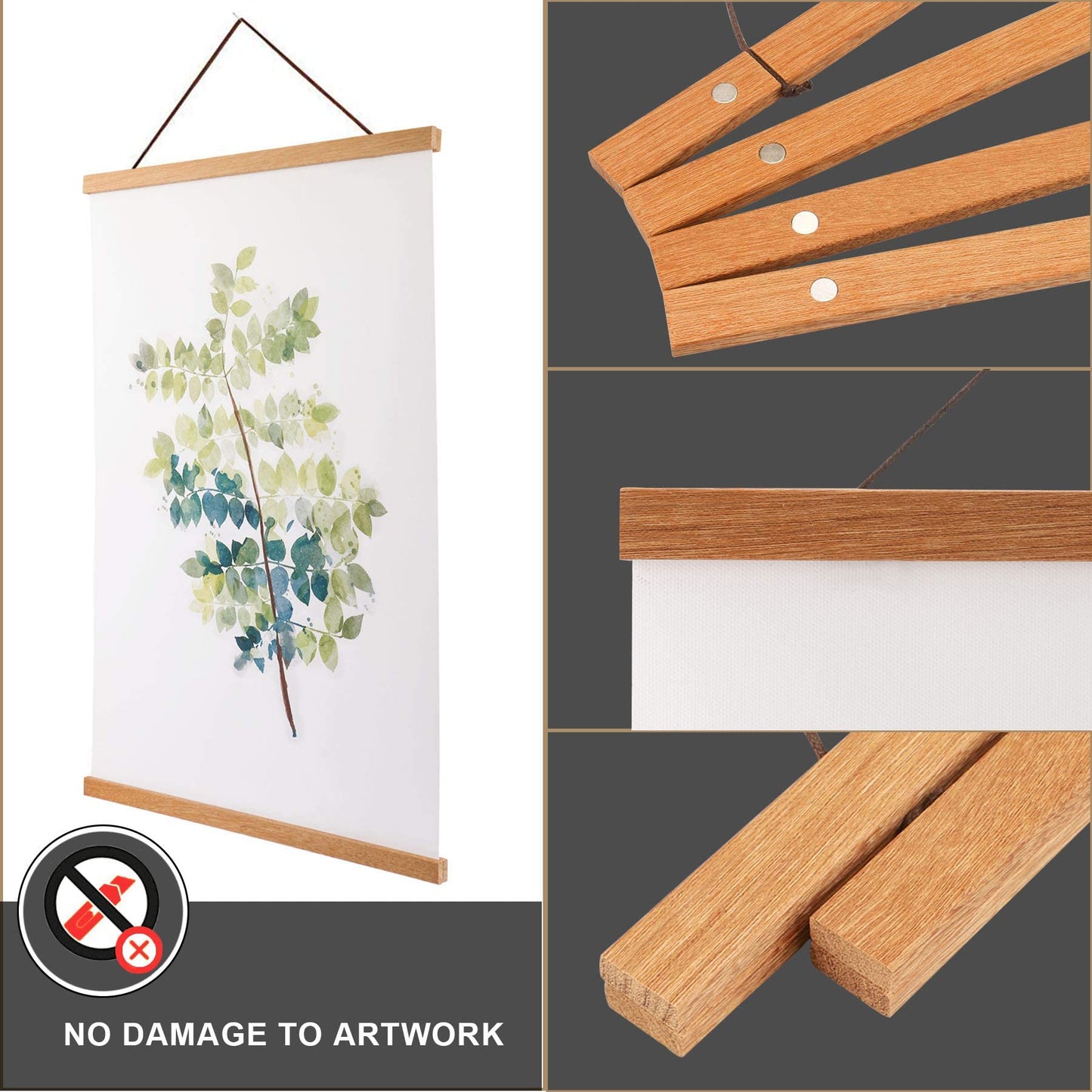 WITCOLOR Magnetic Poster Hanger Frame, 19x13 19x25 19x27 Poster Frame Wooden Magnetic Hanging Kit for Walls Map Picture Diamond Painting Canvas Artwork