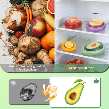 AWLGAK Avocado Saver Set of 4 Silicone Stretch Food Storage Pods, Reusable Produce Saver Containers for Fridge,Onion Keeper Lemon Tomato Vegetable Fresh Keeper
