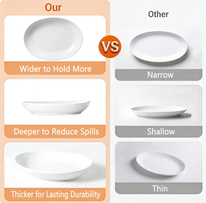 Gacoree 12 Inch Oval Serving Platters Set of 3, White Ceramic Serving Platters for Serving Food, Deep Porcelain Oval Platter for Appetizers, Salad, Pasta, Vegetables, Microwave Dishwasher Oven Safe