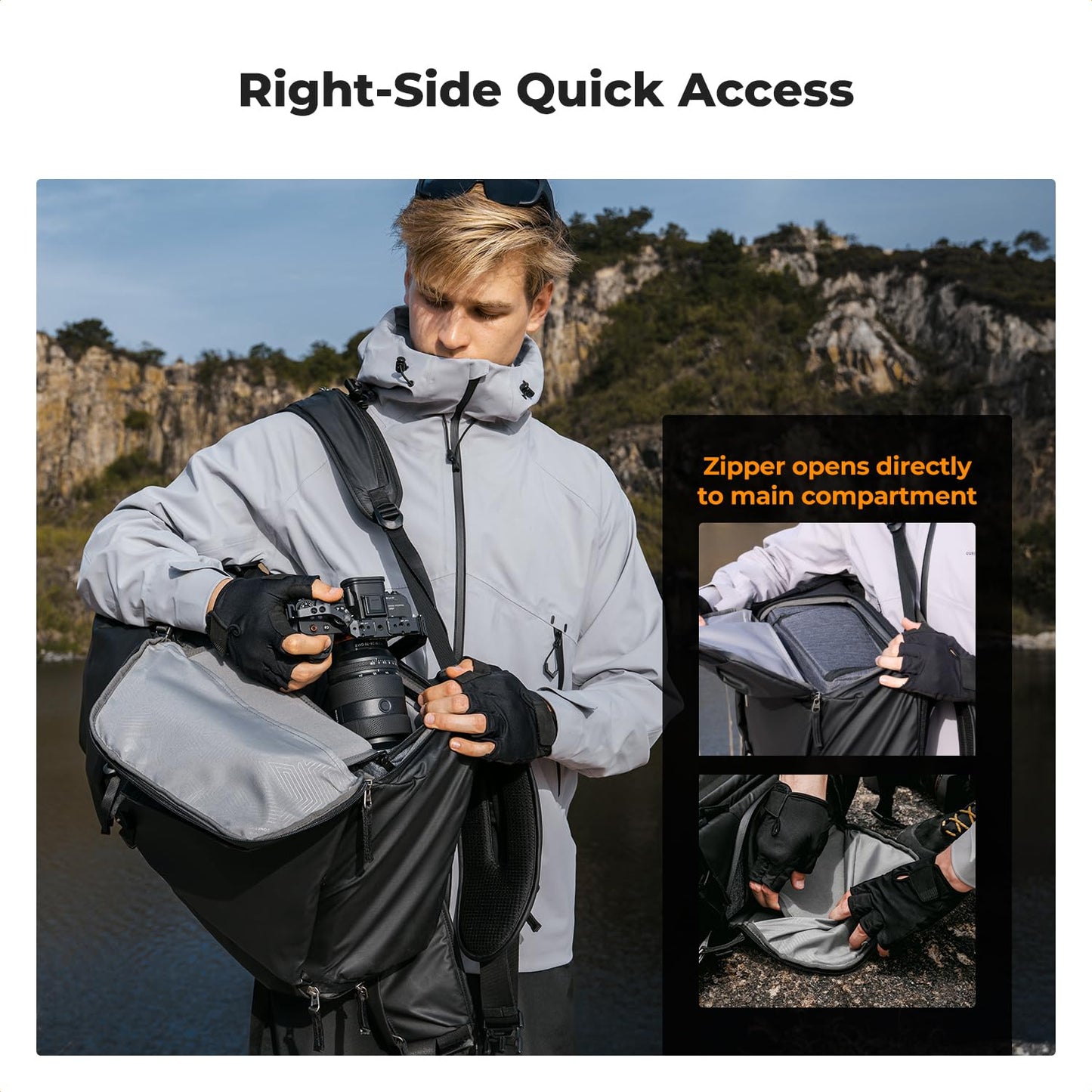 K&F CONCEPT Camera Backpack, 40L Large Capacity Camera Bag, Waterproof DSLR Camera Back Pack, Extra Large Photography Bag Backpack