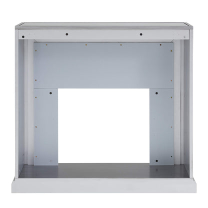 SEI Furniture - Trandling Mirrored Touch Screen Electric Fireplace with Faux Marble - Transitional Design, Grey Glass and Wood - Ideal for Living Room, Bedroom (FR1027359)