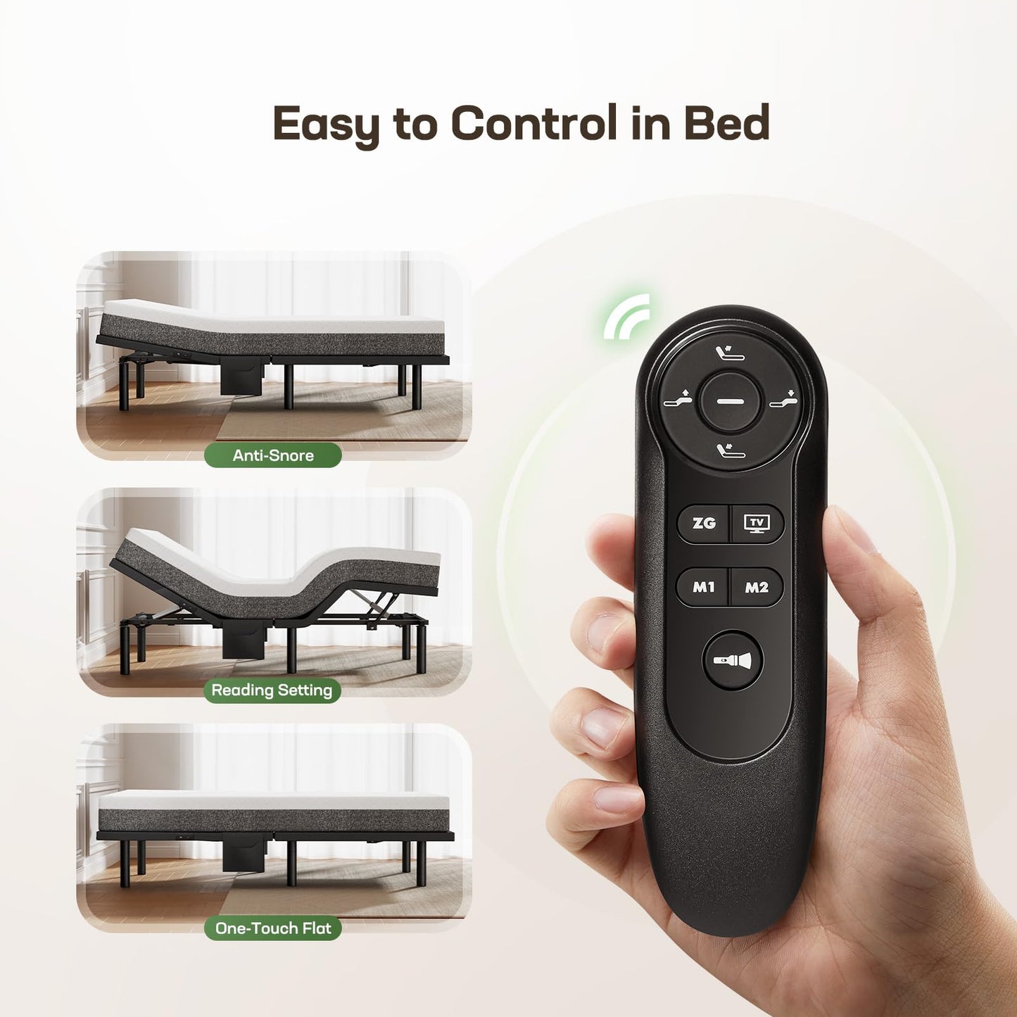 Marsail Queen Adjustable Bed Base Frame, 4 Ports USB A&C Adjustable Bed Base with Under-Bed Nightlight, 3 Minutes Fast Assembly, Wireless Remote Control Adjustable Bed with 4 Height Options