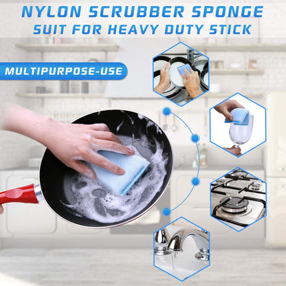 Nylon Cleaning Scrub Pad 12 Pack,Long-Lasting and Reusable Dishwashing Sponge,All-Purpose Scouring Pads Sponge for Kitchen,Bathroom