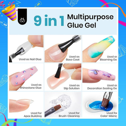 Beetles Gel Nail Extension Kit Almond Shape, Easy 9 in 1 Glue Uv Led Set Etch X Nail Tips Short Almond Half Matte Tips, Gift for Women & Girls, 504 pcs